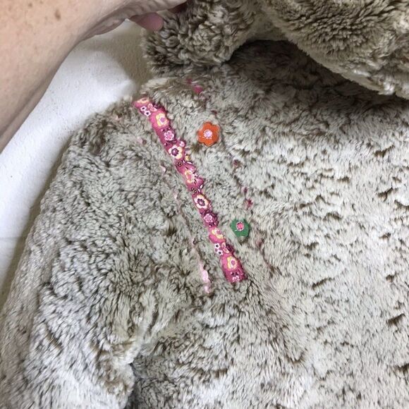 Oilily Girls Long Sherpa Coat Hooded Full Zip Embroidered Ribbons Size 140 10Y - Picture 7 of 12